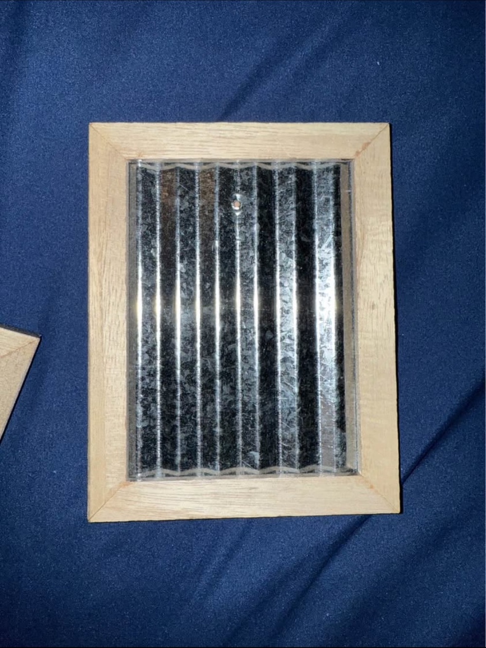 Wood Frame Corrugated Metal Wall Accent - Natural Wood & Silver